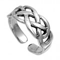 Sterling silver women braided adjustable toe ring